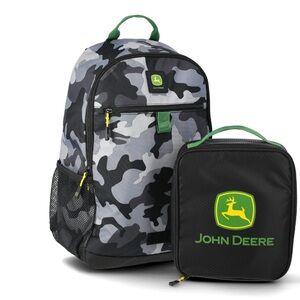 John Deere Camouflage Backpack and Lunch Bag - Black, Gray, and Green(NEW)